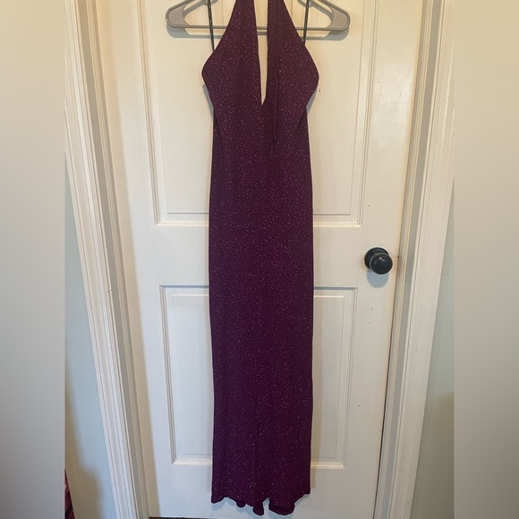 Jessica McClintock Gunne Sax millennium 2000 purple sparkly halter dress Size 7 - Picture 2 of 9